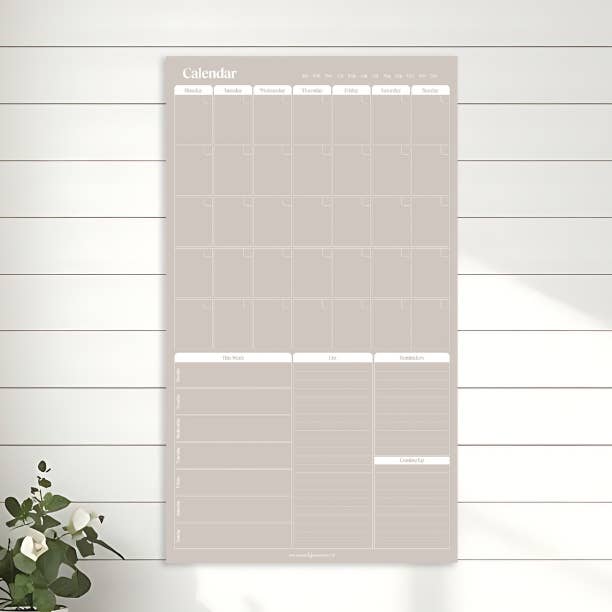 Peel & Stick Wall Planner | Reusable Command Centre • 40x70cm • Sand for wholesale by Organising Life Beautifully