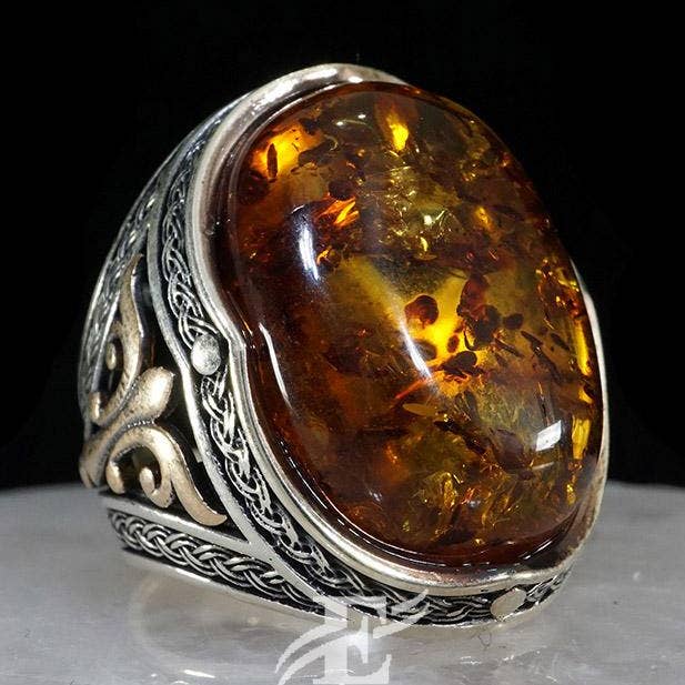 Amber Stone Ring Sterling Silver for wholesale by Ephesus Jewelry