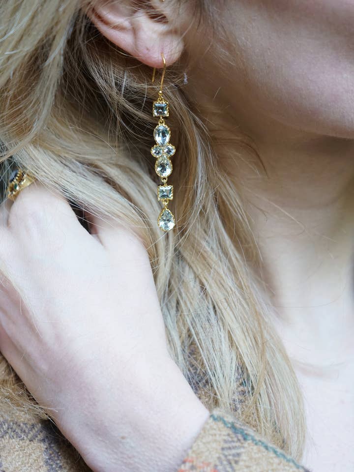 MAURYA GREEN AMETHYST EARRINGS for wholesale by DIAPERIS