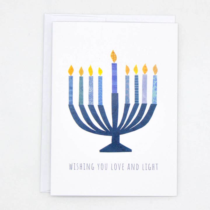 Love and Light Hanukkah Card – Bright & Heartfelt Design for wholesale by Kim Dettmer Art
