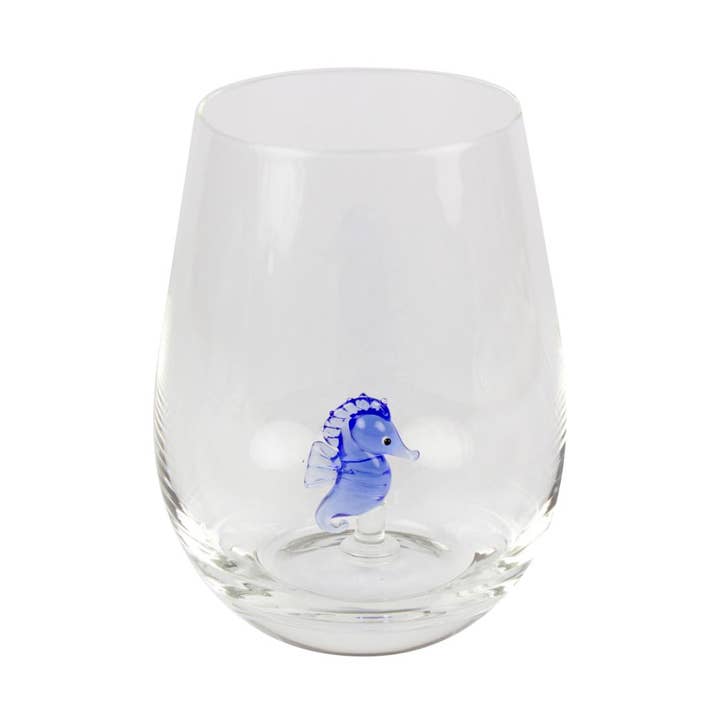 Tumbler with Miniature Glass Seahorse for wholesale by Nauticalia