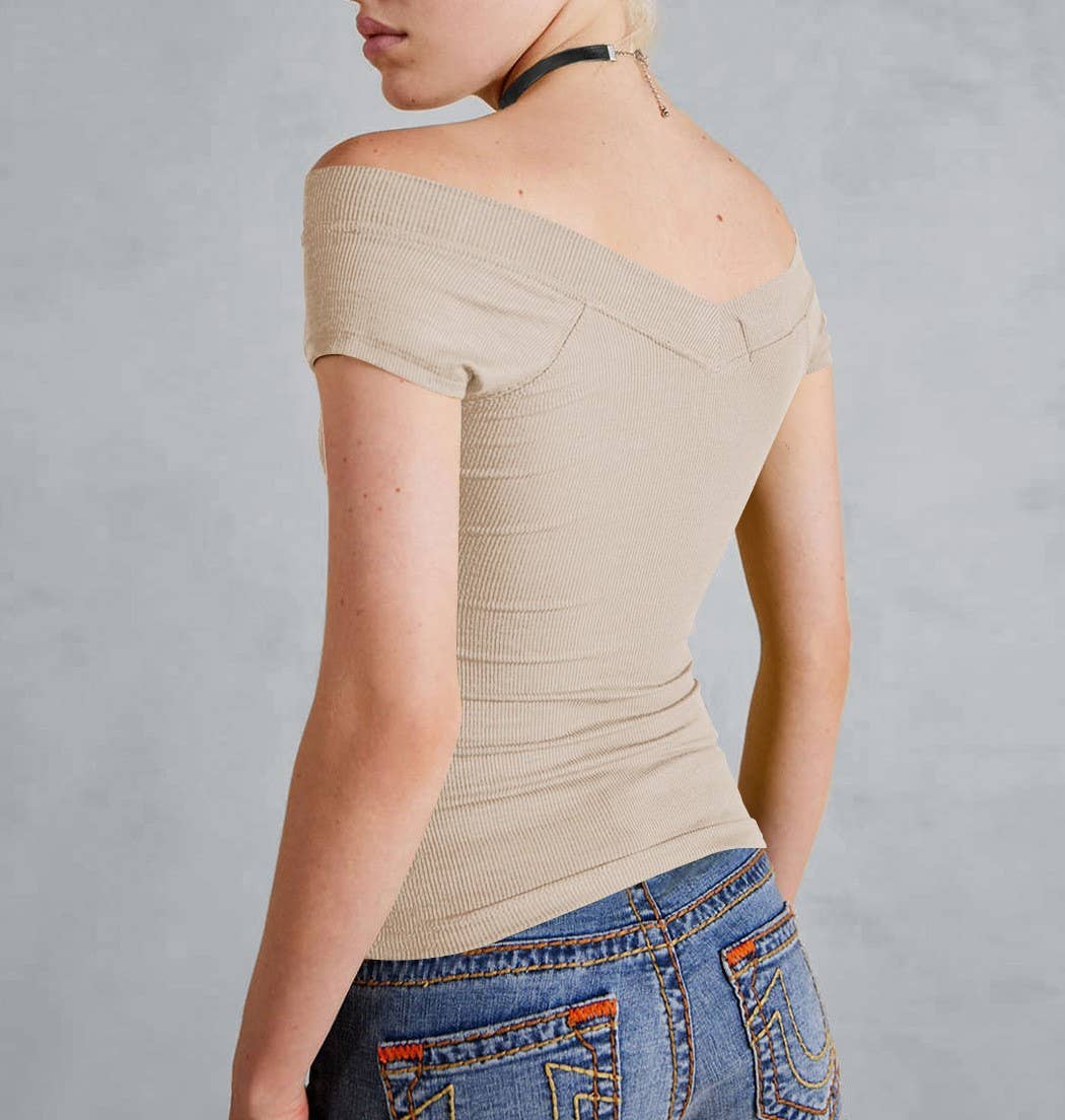 HIDDENBRAND - Wholesale Knit Top - Women's - Slim Solid Color Bottom Shirt T-Shirt9