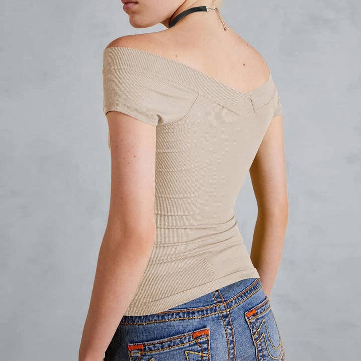 HIDDENBRAND - Wholesale Knit Top - Women's - Slim Solid Color Bottom Shirt T-Shirt10