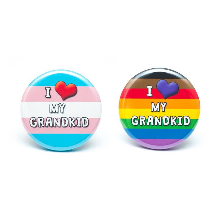 I Love My Grandkid LGBTQ+ ally pin / button for wholesale by Crafty Queer Studio