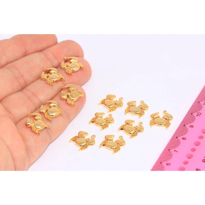 Colgantes de cangrejo de oro brillante de 24k de 13x14mm, SLM335 para venta al por mayor de QueenJewelryM