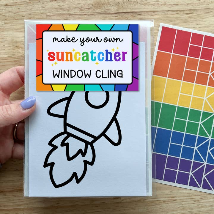 Rocket Suncatcher Sticker Craft Kit for Kids for wholesale by Calenlou Crafts
