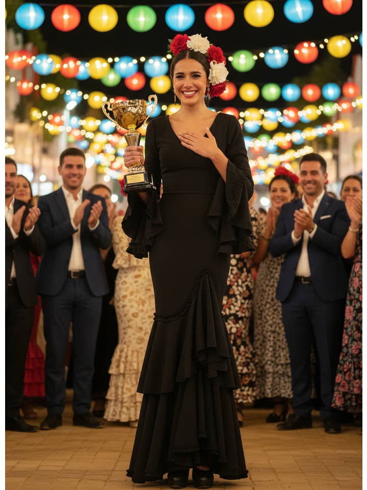 BLACK FLAMENCA DRESS EMMA WU DESIGN X FLAMENCA 0491 for wholesale on Faire5