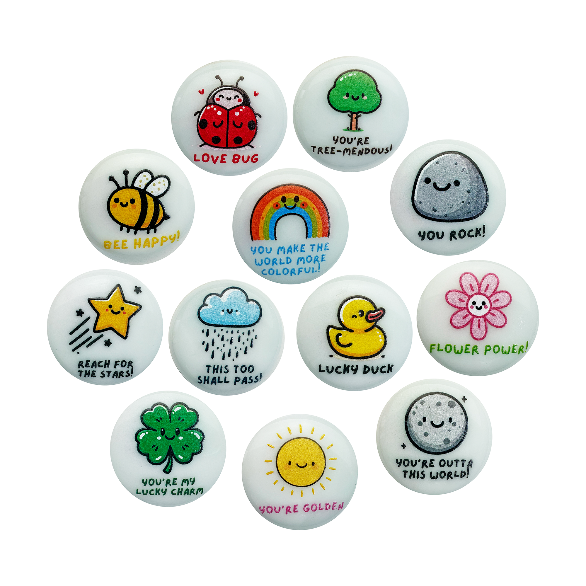 Lifeforce Glass, Inc. - Wholesale Verzamelmunt - Happy Stone-assortiment, 100 bedrukte glazen stenen4