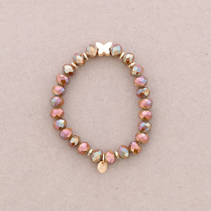 Sonata - Wholesale Beaded Bracelet - Elastic Bracelet with Faceted Crystal Butterfly Metal14
