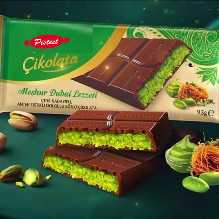Pistest - Wholesale Chocolate Bar - Dubai Chocolate Bar - Milk Chocolate With Pistachio - 3.2 oz1