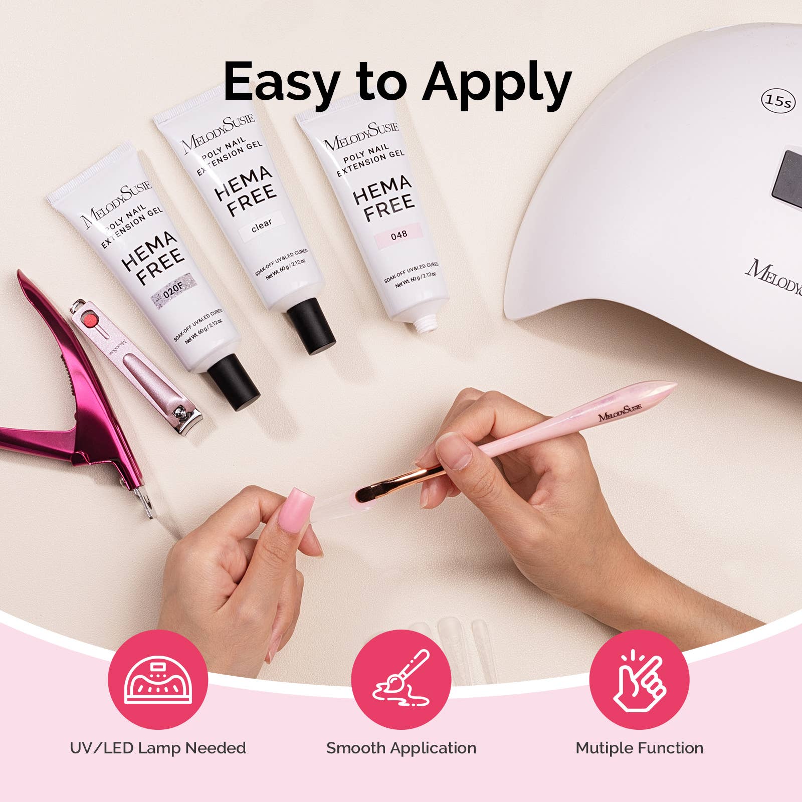 MELODYSUSIE - Wholesale Nail Hardener/Strengthener - Hema & TPO-Free Poly Nail Extension Gel – 60g13