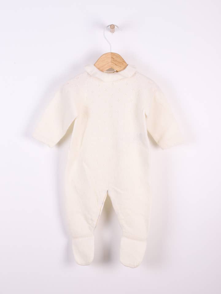 Babygrow knitted in wool | TONES OF GARDENS IN WINTER for wholesale by Wedoble: sustainable children's fashion