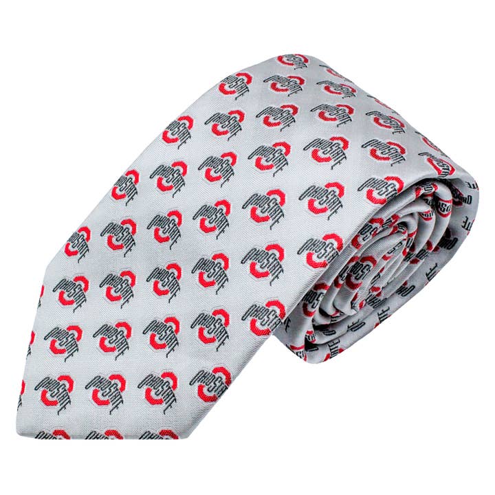 Cravate grise à répétition Ohio State Buckeyes pour la vente par Donegal Bay