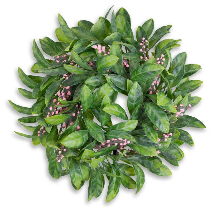 Boston International - Wholesale Wreath - 11" Pink Magnolia Flowers Wreath