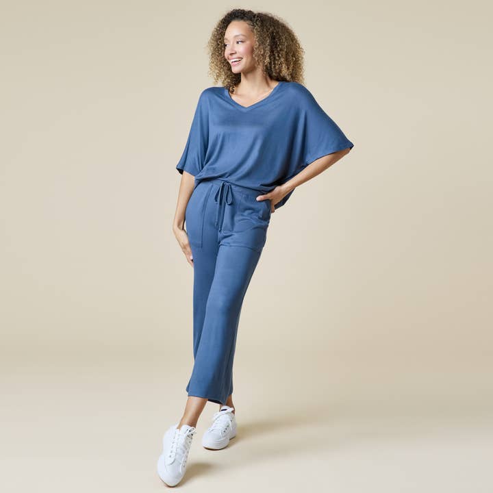 Softies - Wholesale Lounge Set - Women's - Dream Jersey Relaxed V-neck with Capri Lounge Set for Women