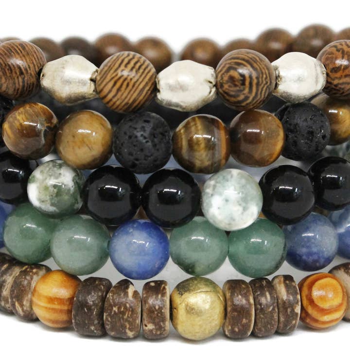 Sea Ranch Jewelry - Wholesale Jewelry Set - 8MW Gemstone Stretch Men or Women Bracelets & Anklets Dozen2