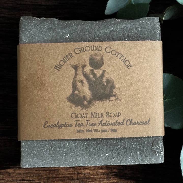 Eucalyptus Tea Tree Geactiveerde Houtskool Geitenmelkzeep voor wholesale door Higher Ground Cottage