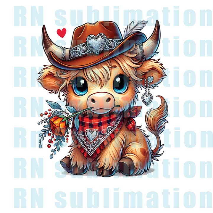 rnsublimation - Wholesale Sublimation Transfer - DTF Western Highland Cow Transfer Ready to Print5