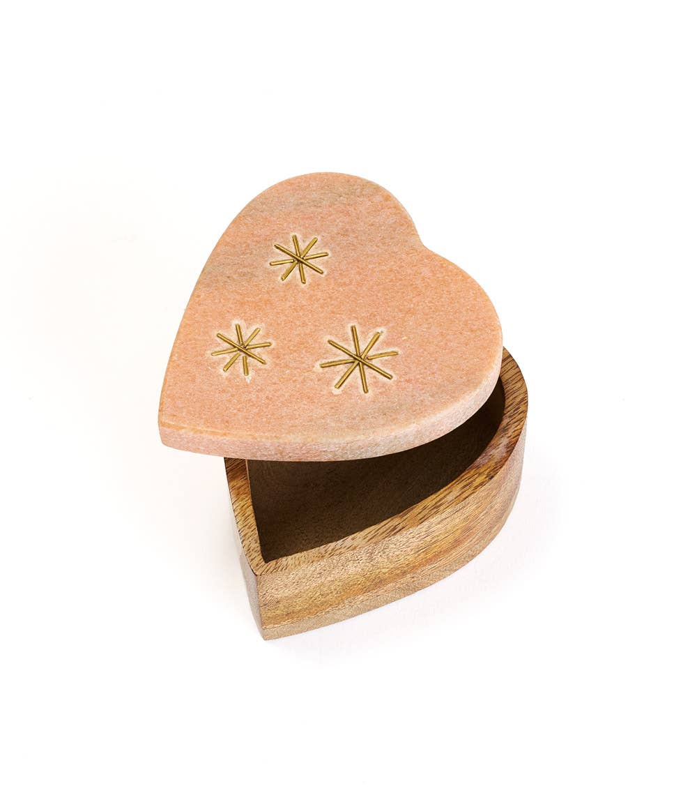Matr Boomie Fair Trade - Wholesale Decorative Box - Jaipuri Heart Keepsake Box - Pink Carved Marble1
