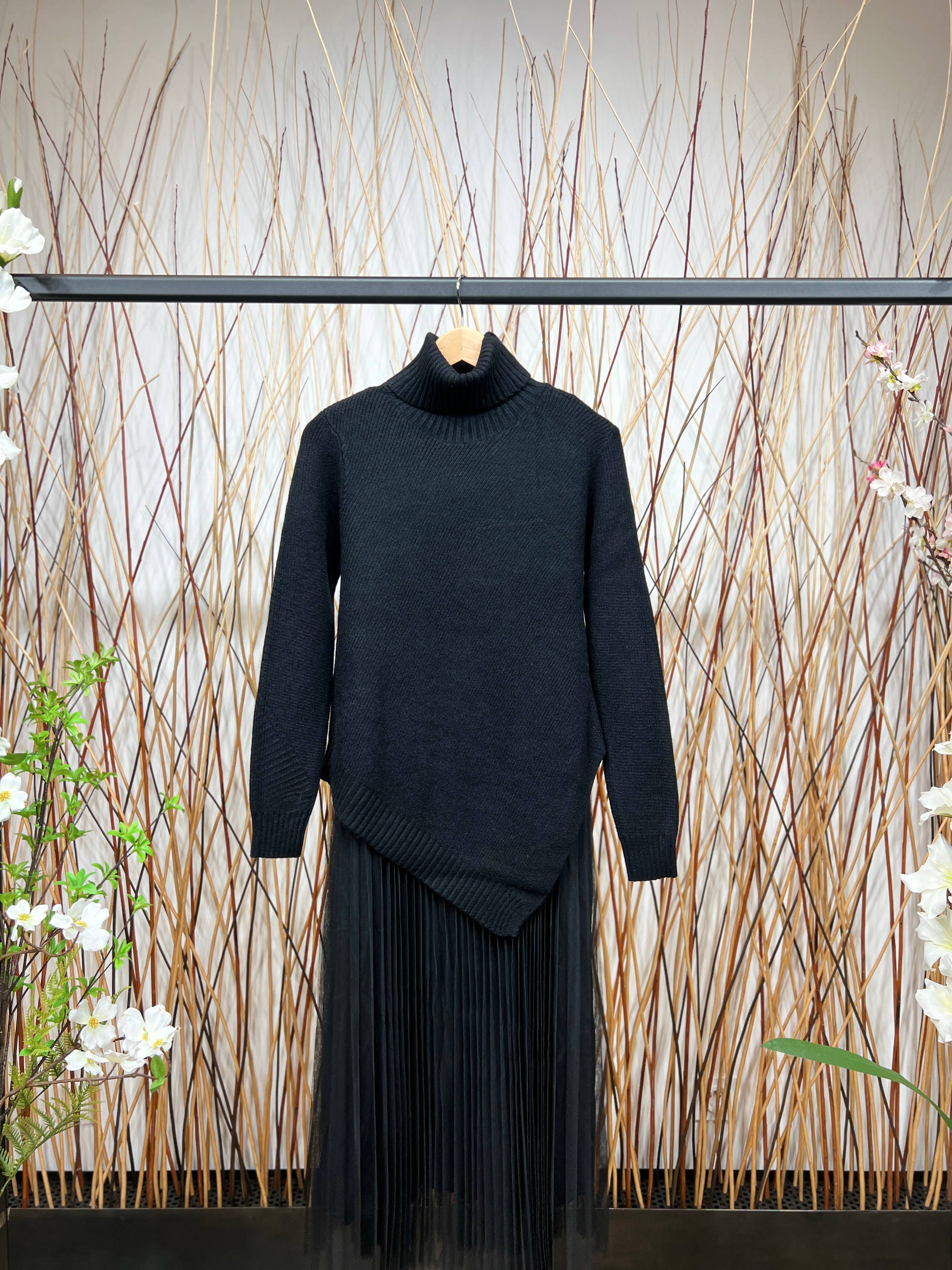 L'Emotion - Vente Ensemble haut et jupe - Femme - Ensemble Pull Col Roulé Asymétrique Coupe V & Robe5