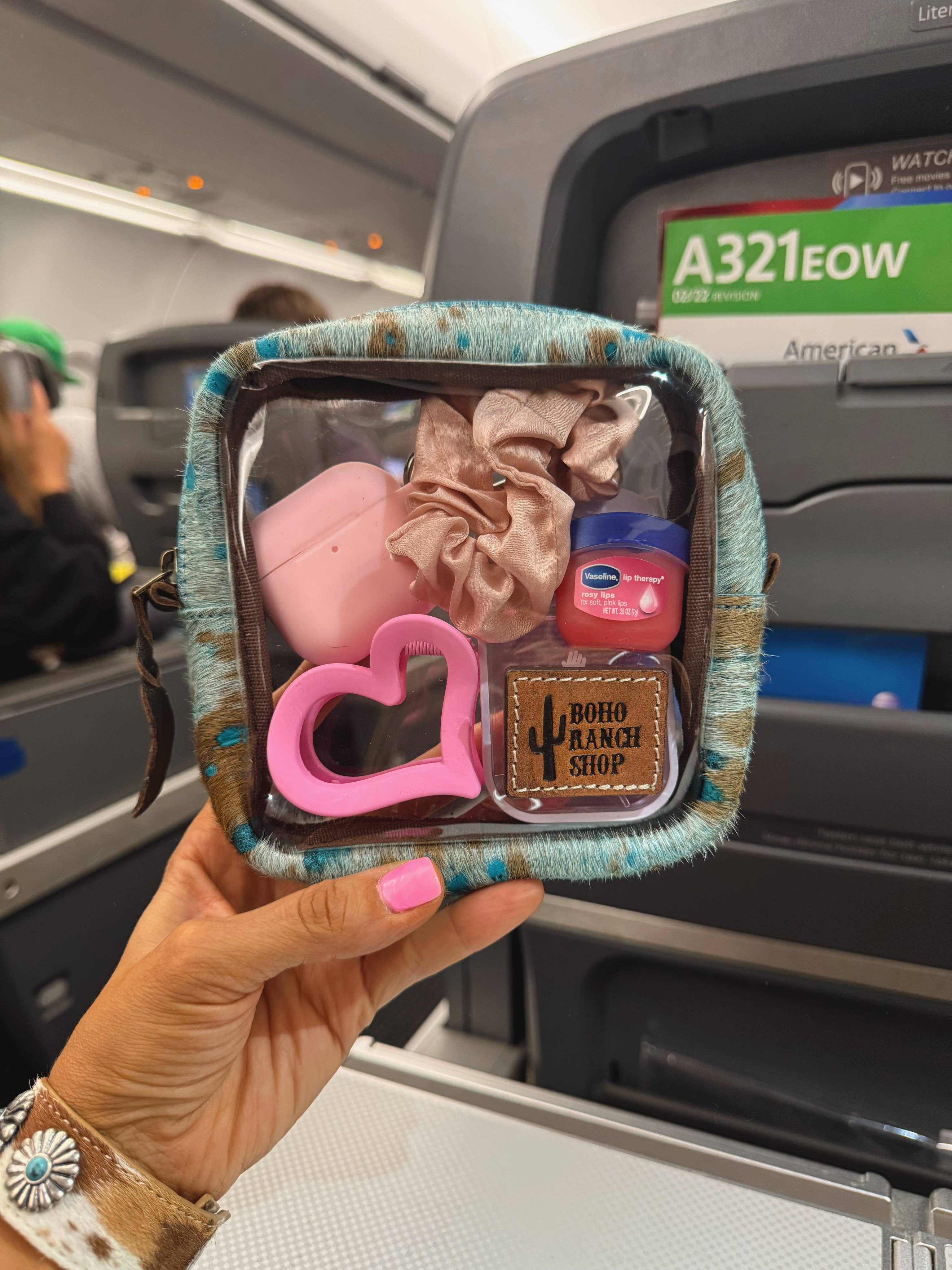 Boho Ranch Shop - Venta al por mayor Bolsa para maquillaje - Estuche Transparente de Piel de Vaca - Bolsa de Viaje para Maquillaje y Artículos de Tocador8