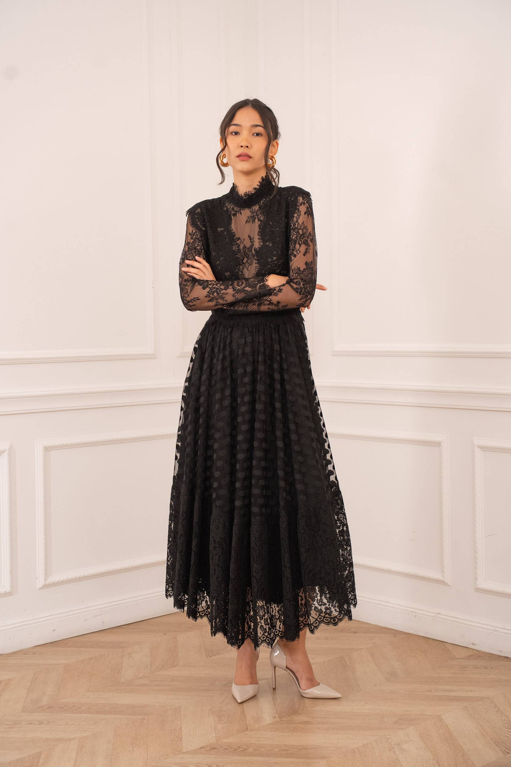 CHOKLATE PARIS - Vendita all'ingrosso Abito da sera - Donna - Abito lungo in pizzo plumetis - 810681