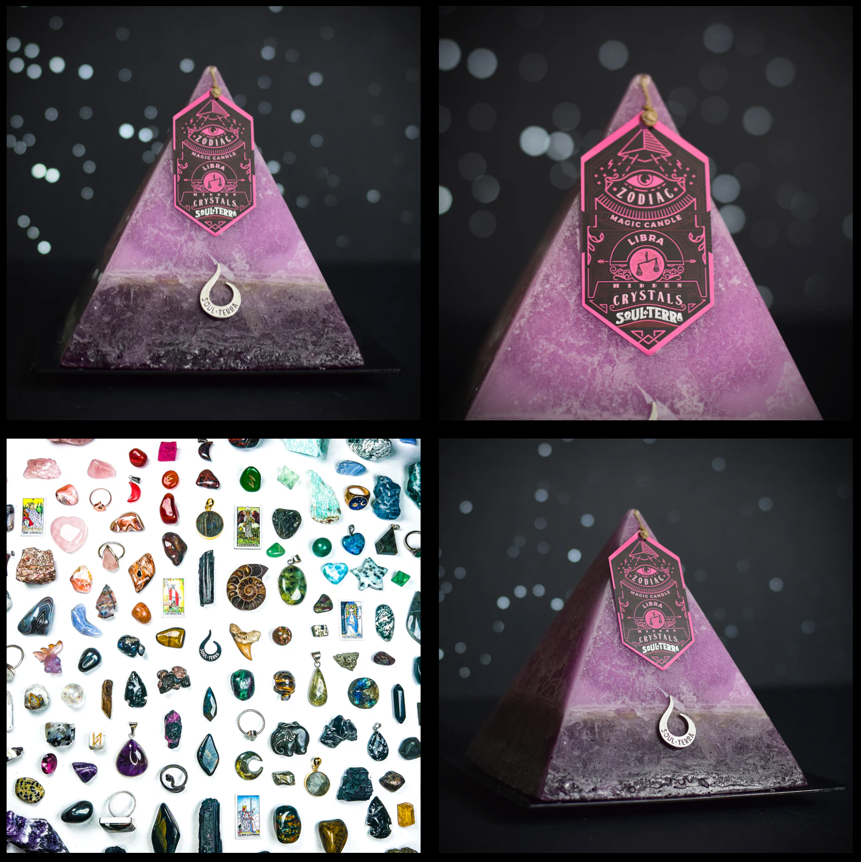 Soul-Terra - Venta al por mayor Velas de diseño llamativo - Set completo de 12 velas zodiacales con cristales ocultos - Soul-Terra2