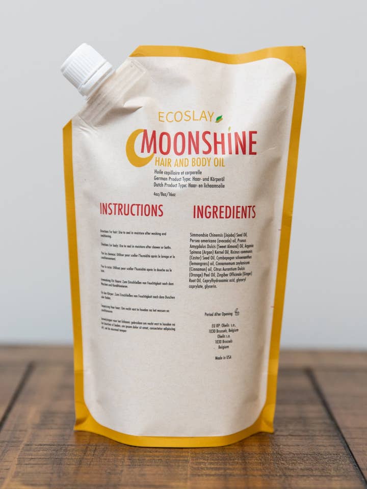 Moonshine Hair and Body Oil 8 oz Pouch (Set of 10) for wholesale by Ecoslay