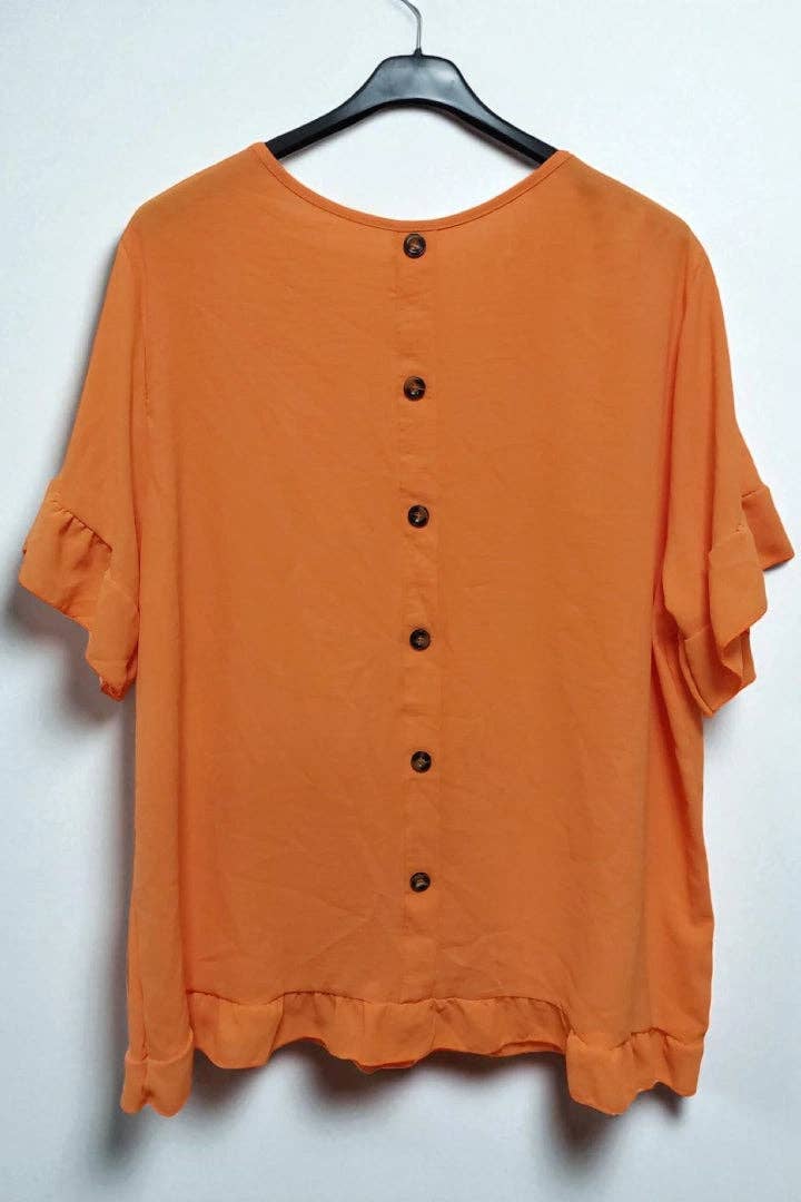 Miss Bold – wholesale Blouse – Women’s – Round Neck Back Button Detail Frill Short Sleeve Top9