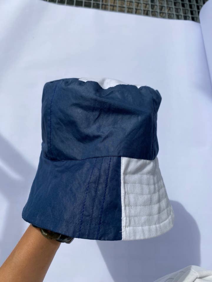 Bucket Hat Sailor on the Moon - white blue denim for wholesale by Schmitd
