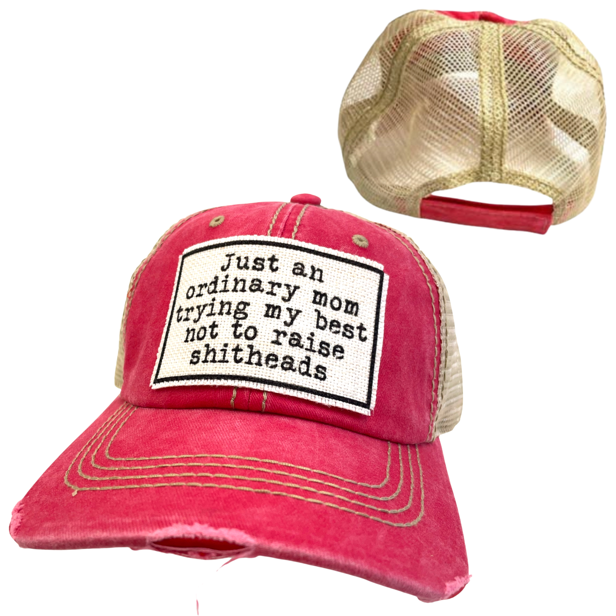 dkhandmade - Wholesale Trucker Hat - Women's - MOM TRYING NOT TO RAISE SHITHEADS | WOMAN'S HAT | DISTRESSED2
