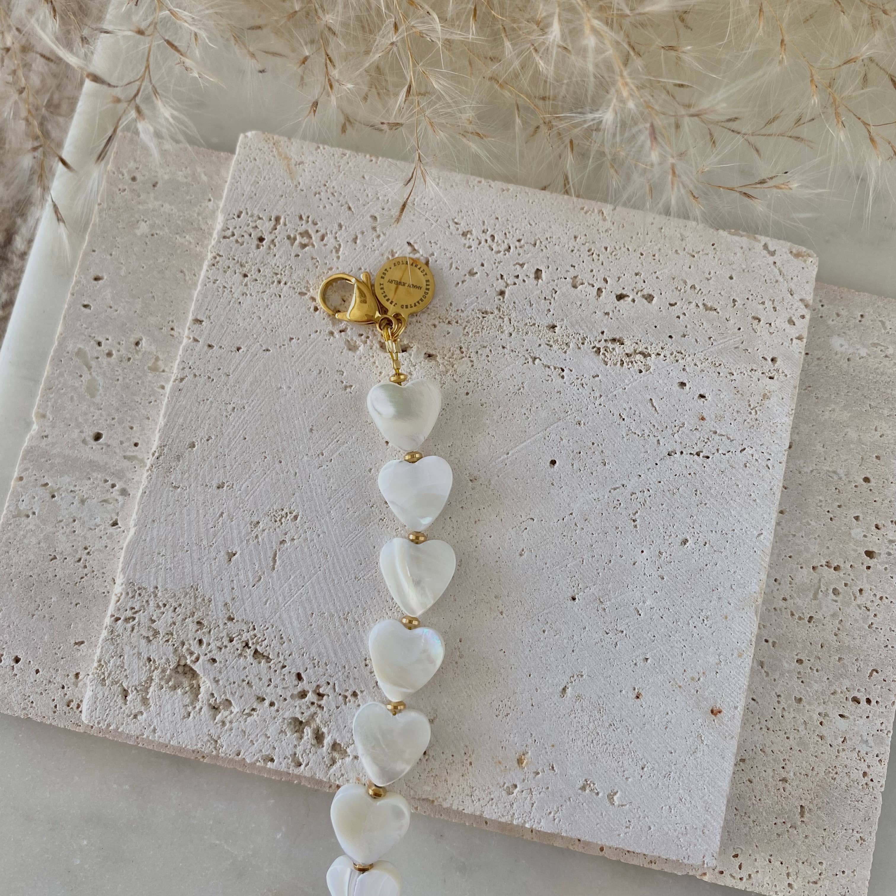 Amady Jewelry - Wholesale Beaded Bracelet - Heart Shaped Pearl Shell Bracelet 18k gold plated9