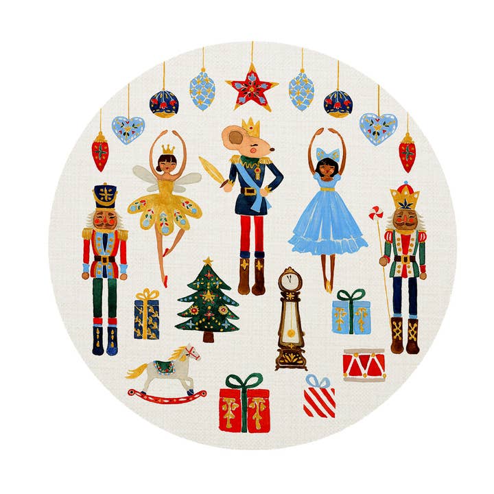 PL7055-Schwarzer Nussknacker-Suite Leinen-Tischset für den Großhandel von Marye-Kelley