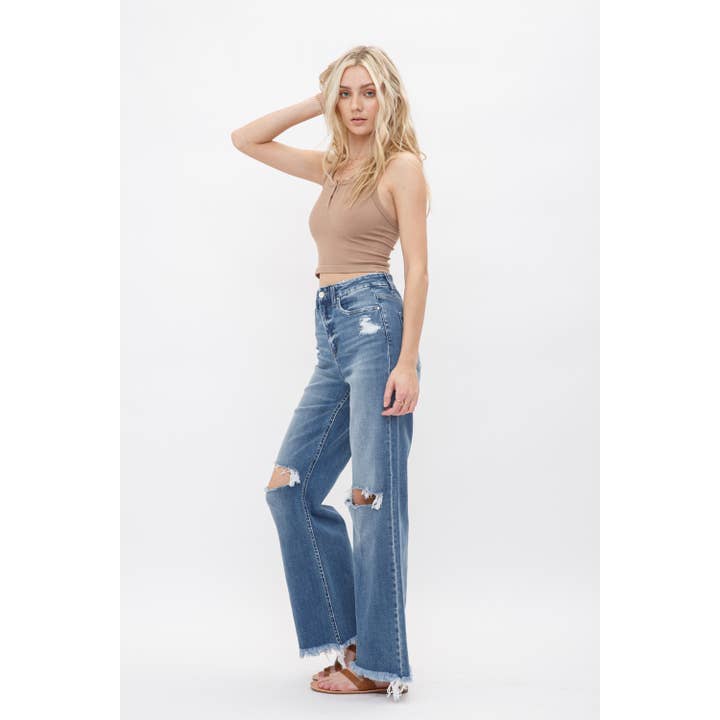 DEHOURS GAMBA AMPIA A VITA SUPER ALTA ELASTICIZZATA DEHOURS in vendita all'ingrosso su Faire4