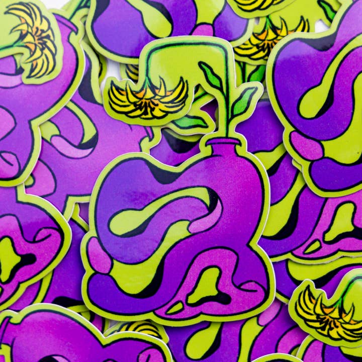 Lilla Vase Glossy Sticker | Vandtæt for engroshandel hos Eazypanda