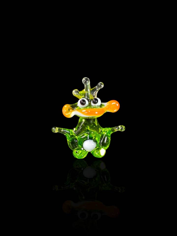 Frog With Crown Figurine, Mini Glass Collectible, Handmade In Ukraine for wholesale by Glass by Iness
