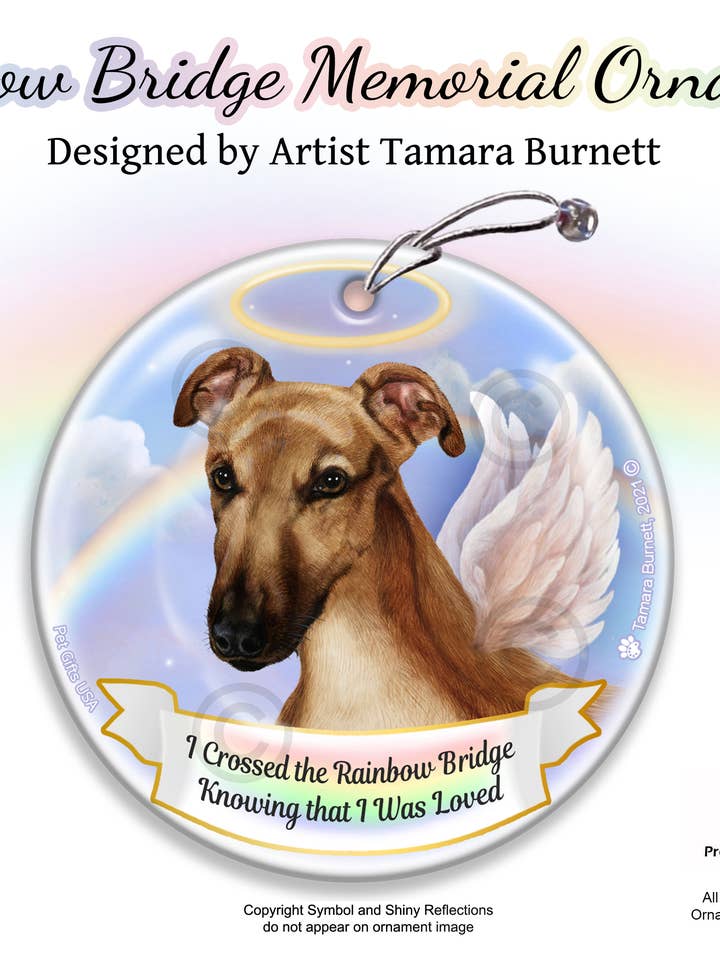 Ornamento Memorial Greyhound Fawn Rainbow Bridge por atacado de Pet Gifts USA, LLC