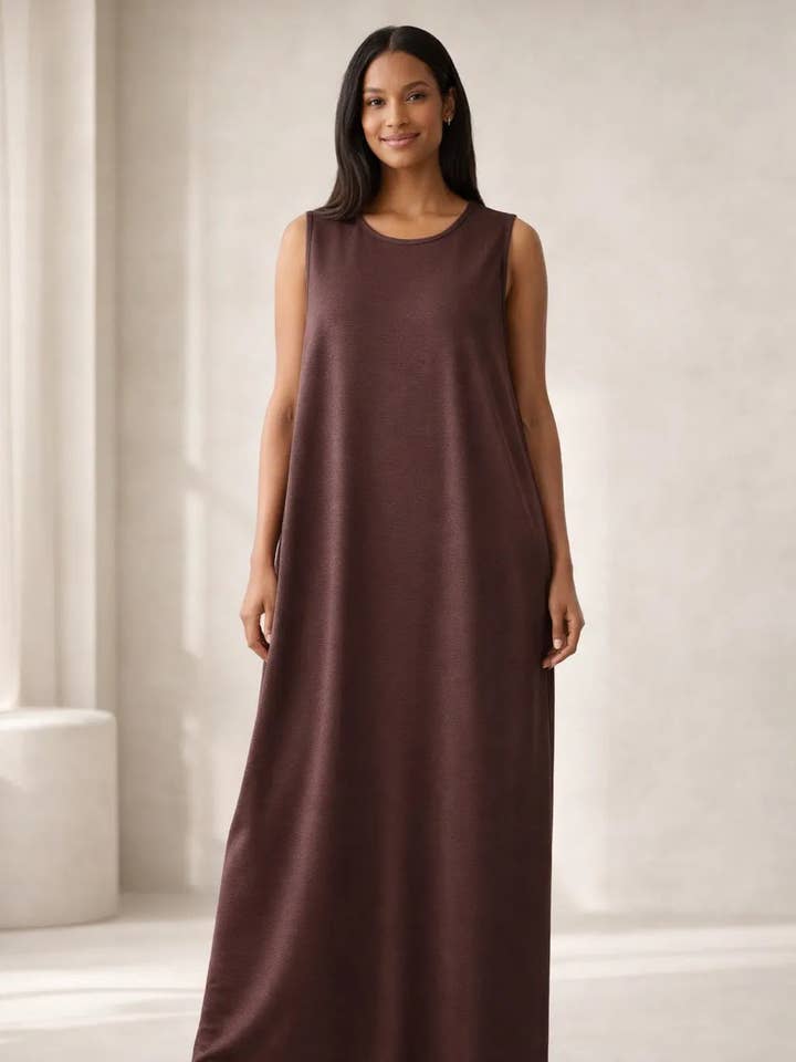 Womens Oversized Batwing Round Neck Loose Modest Maxi Dress for wholesale by Miss Bold