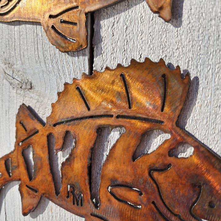 Rustic Metalz - Vente Décoration murale - Décoration murale Perch Fish Lake House en métal sur le thème des poissons5