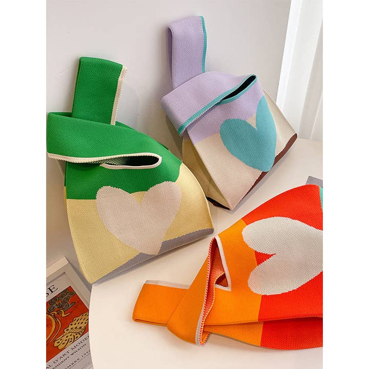 FurDecoration - Wholesale Tote Bag - Women's - Colorful Heart Patterned Bags - Handbags