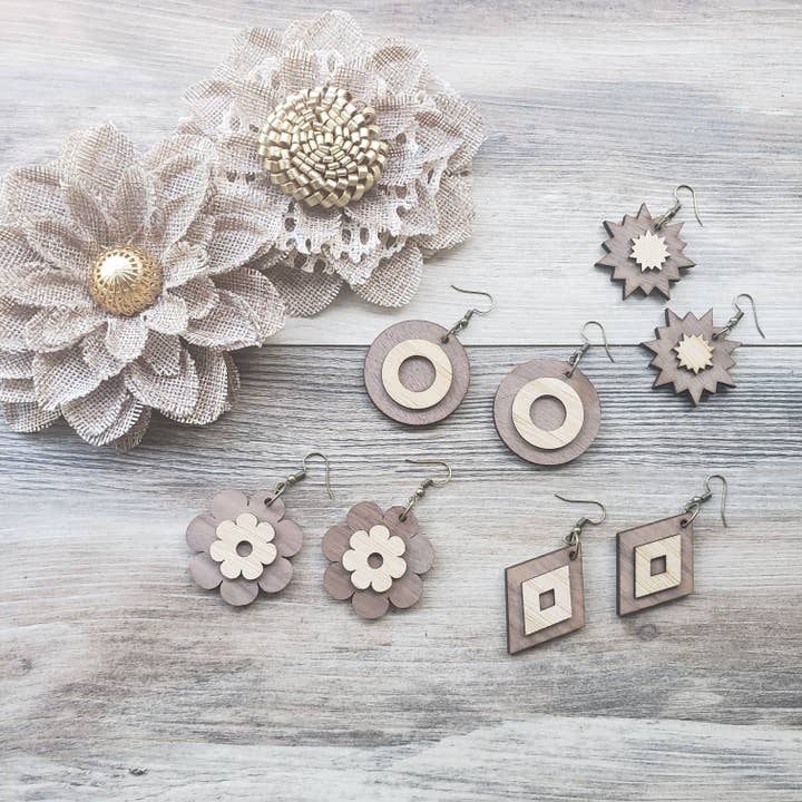 Gone Rogue Boutique - Wholesale Dangle Earrings - Walnut and bamboo dangly earrings9