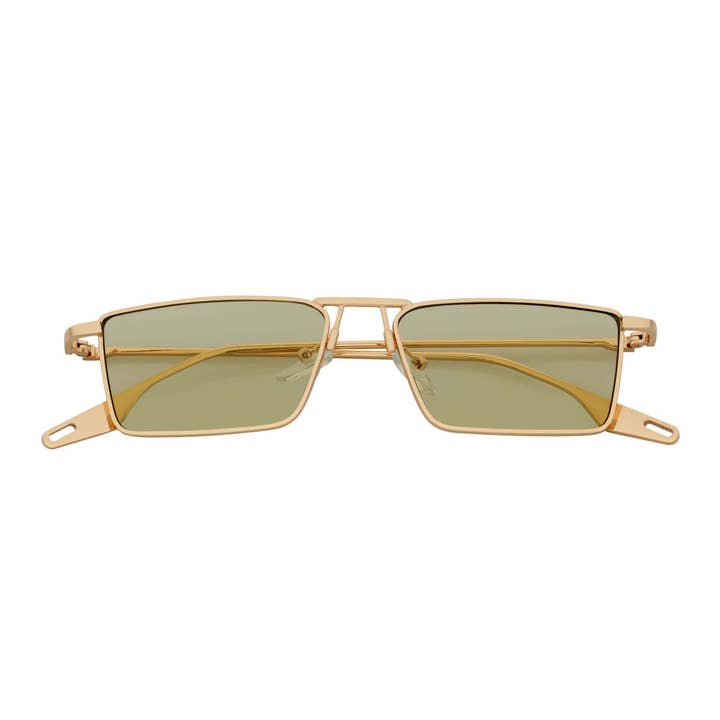 ZUIKO - Kleine Retro 90er Jahre Metallrechteck-Sonnenbrille Gold Gelbe Fahrgläser für den Großhandel von Morspecs