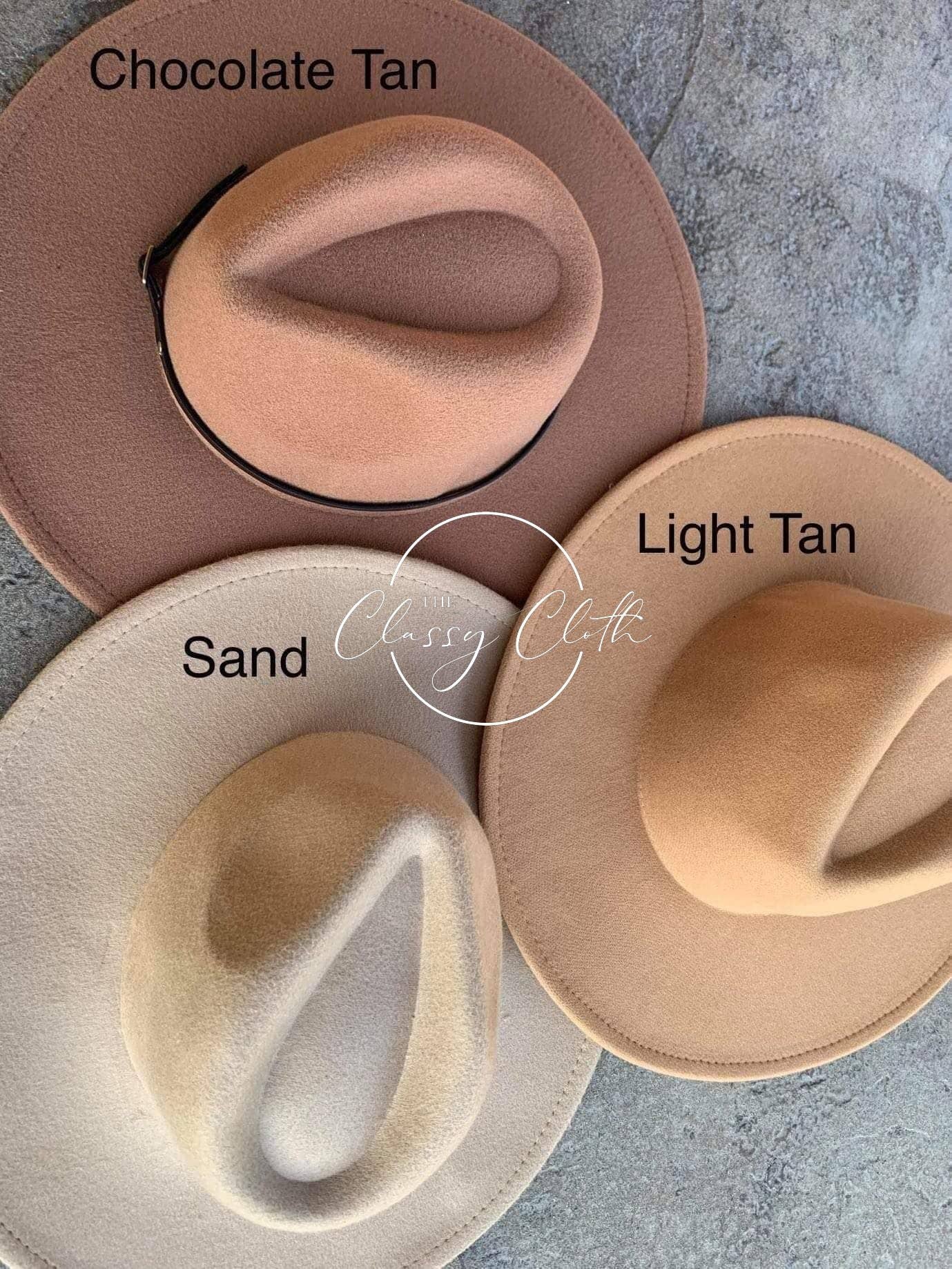 The Classy Cloth WS - Wholesale Fedora - Women's - Wide Brim Hat w/ Belt - Light Tan RTS2