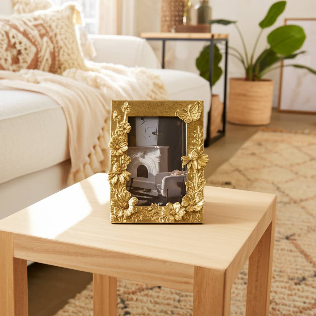Sagebrook Home - Wholesale Picture Frame - Resin Boho Spring Time Photo Frame - Gold, 4x6 in.10