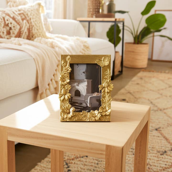 Sagebrook Home - Wholesale Picture Frame - Resin Boho Spring Time Photo Frame - Gold, 4x6 in.10
