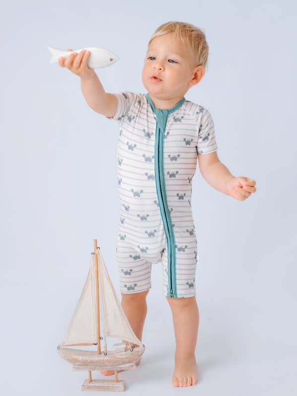 Macacão Curto Zippy Happy Crab por atacado de Lilulila