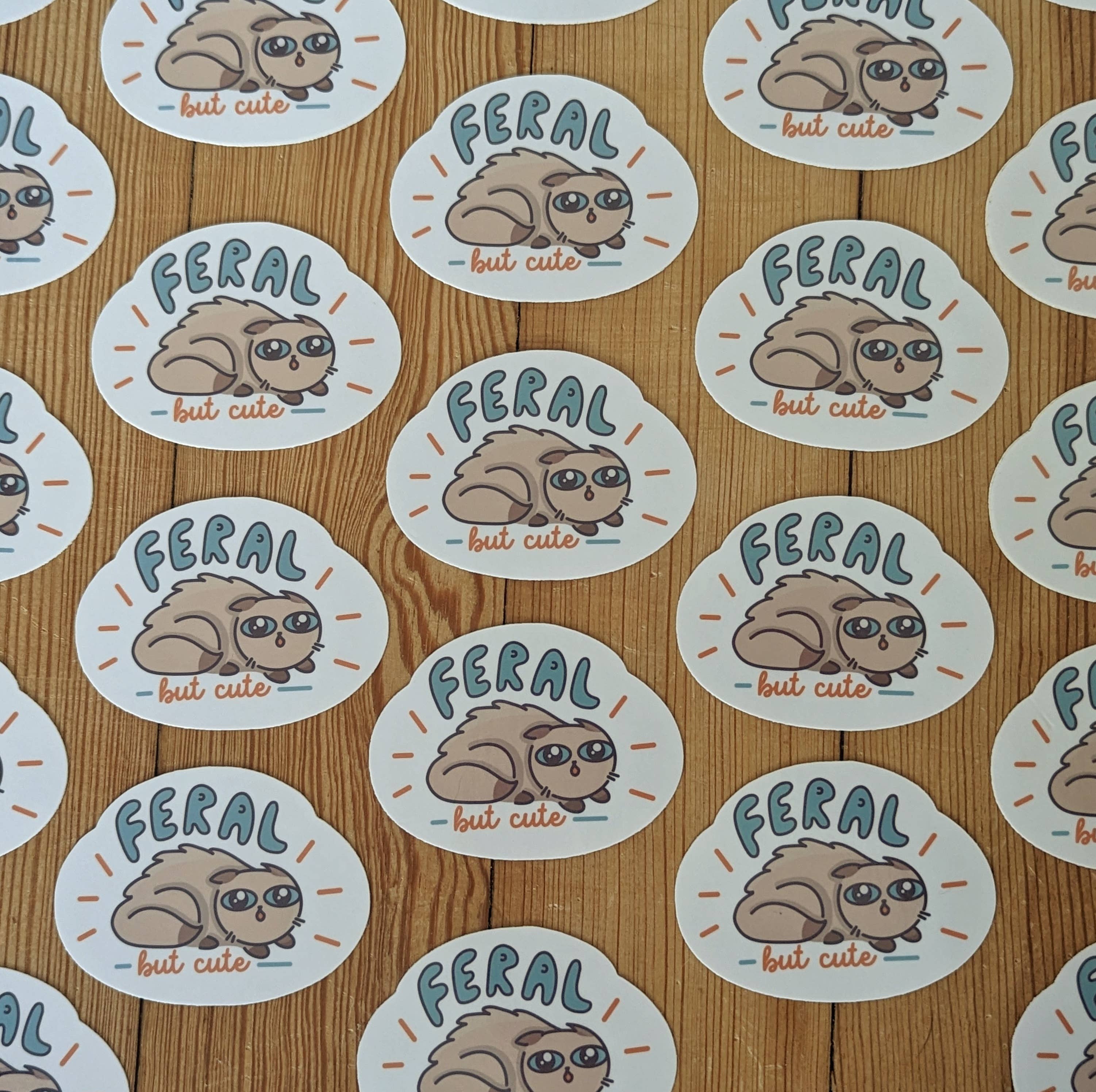 Sadsquatch - Wholesale Sticker - Feral but Cute - Vinyl Spicy Stray Cat Sticker1