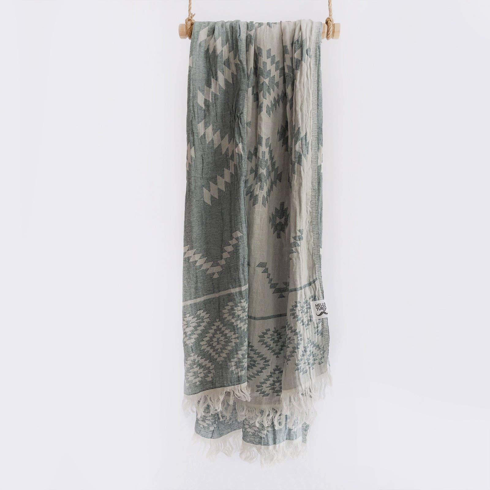 HELLO TURCO Turkish Towels - Wholesale Beach Towel - Kilim Pastel Green Handwoven4