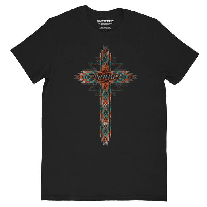 Black grace & truth Womens T-Shirt Southwestern Cross for wholesale on Faire
