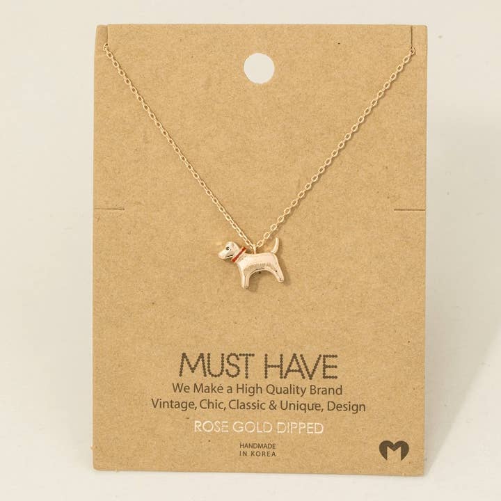 Gold Dipped Dog Pendant Necklace for wholesale by Fame Accessories